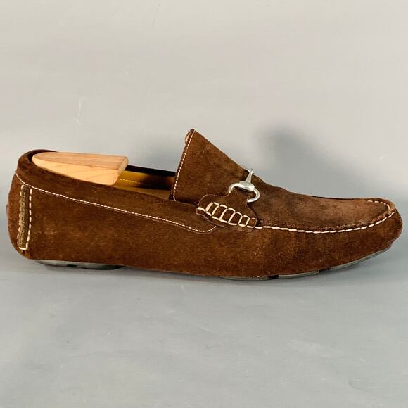 TO BOOT NY Size 10.5 Brown Silver Suede Horsebit Slip On Drivers Loafers main image 7